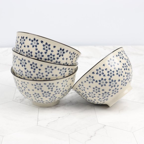 Four Set Stackable Ceramic Bowl Set Dessert 10 oz. - Picture 2 of 5